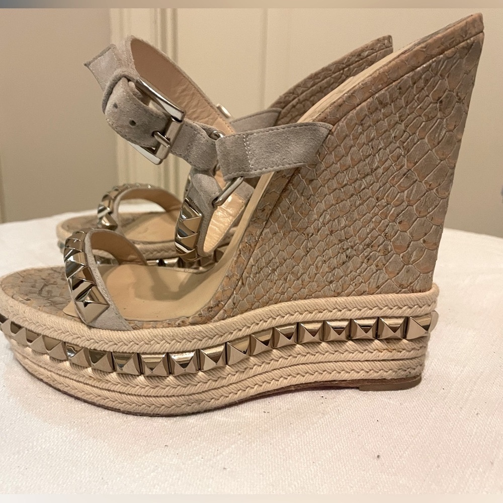 Christian Louboutin Python embossed cork Wedge